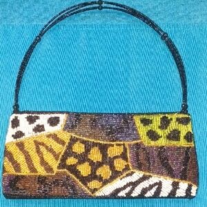 Beaded Animal Print Handbag